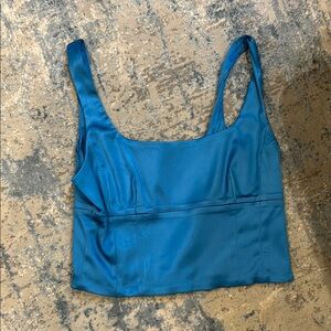 Blue Satin Crop Top